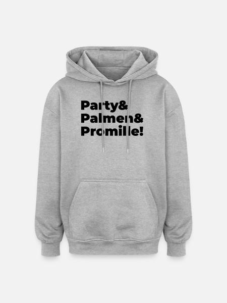Party Palmen Promille - Oversized Unisex Hoodie - Grau meliert