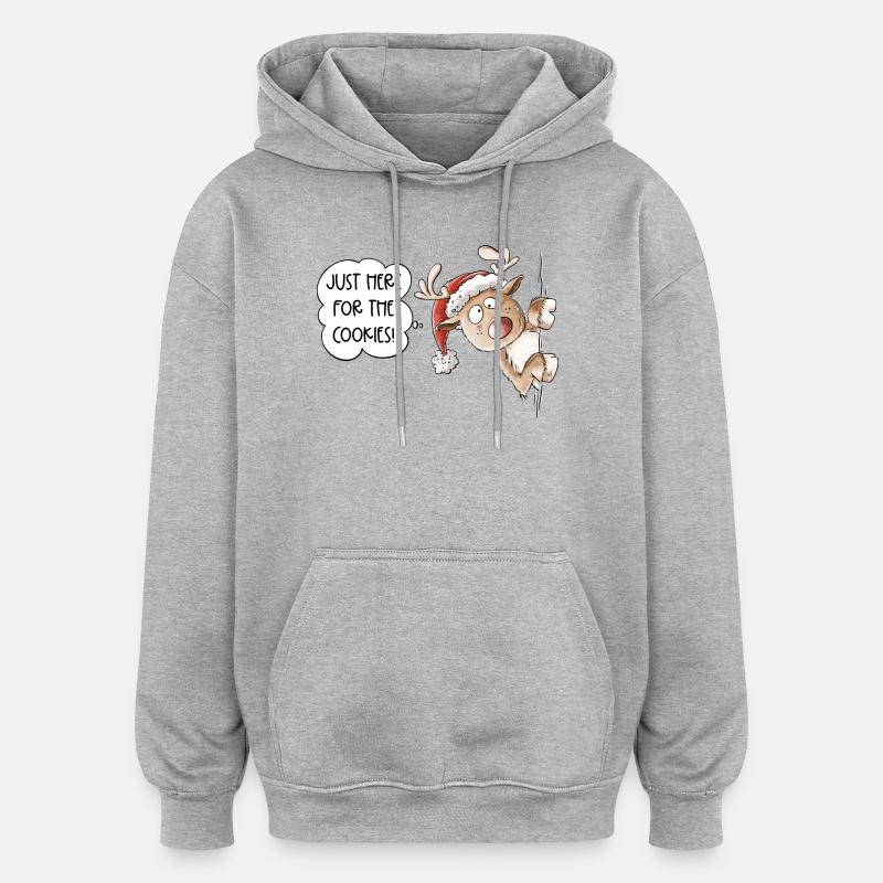 Dicton de Noël de renne - Sweat à capuche oversize unisexe - gris chiné