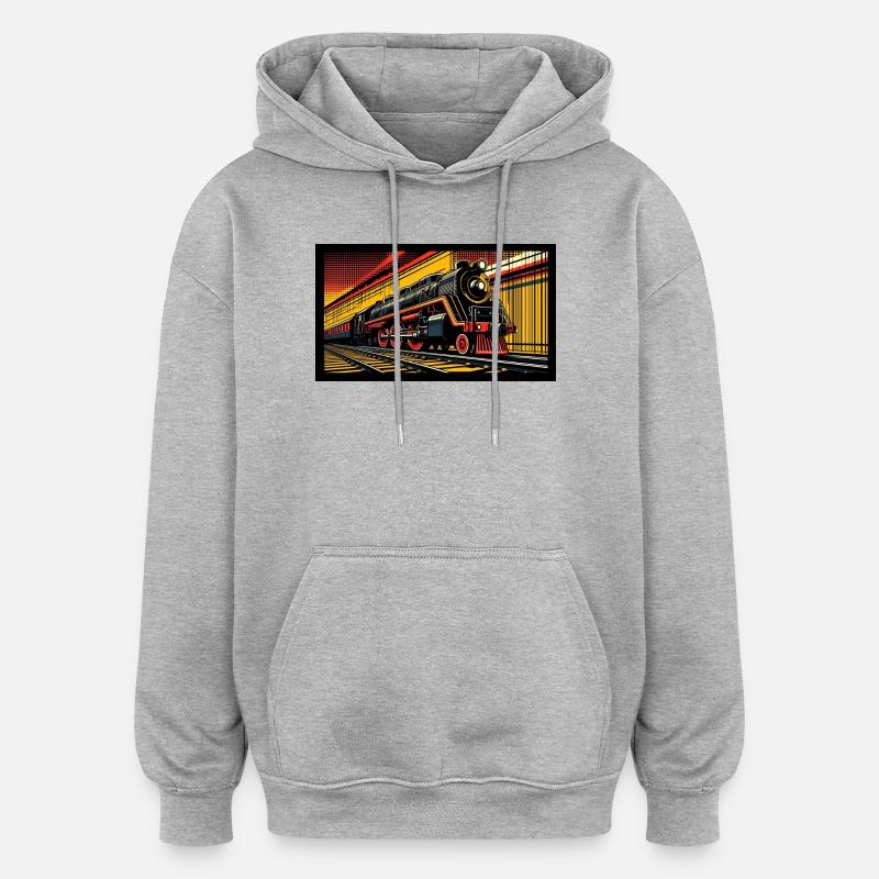 Train 1 1 - Sweat à capuche oversize unisexe - gris chiné