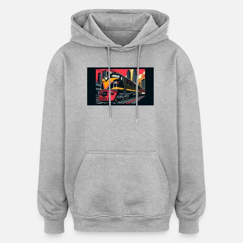 Train 1 4 - Sweat à capuche oversize unisexe - gris chiné