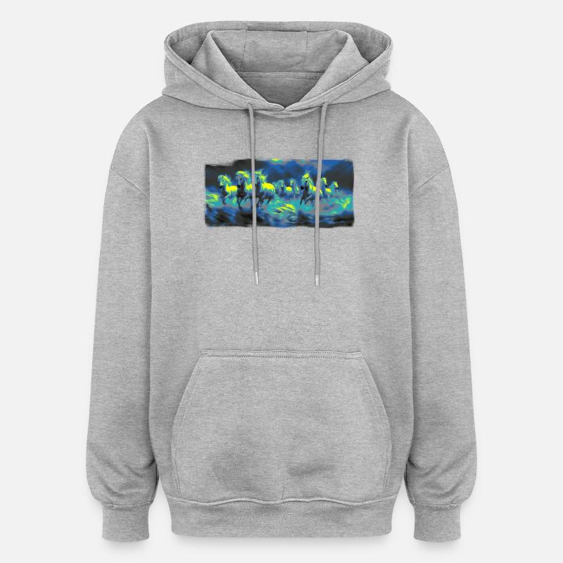 Wilde Pferde - Oversized Unisex Hoodie - Grau meliert