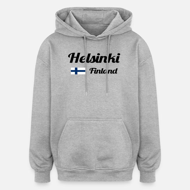 Helsinki, Finlande - Imprimés élégants - Sweat à capuche oversize unisexe - gris chiné