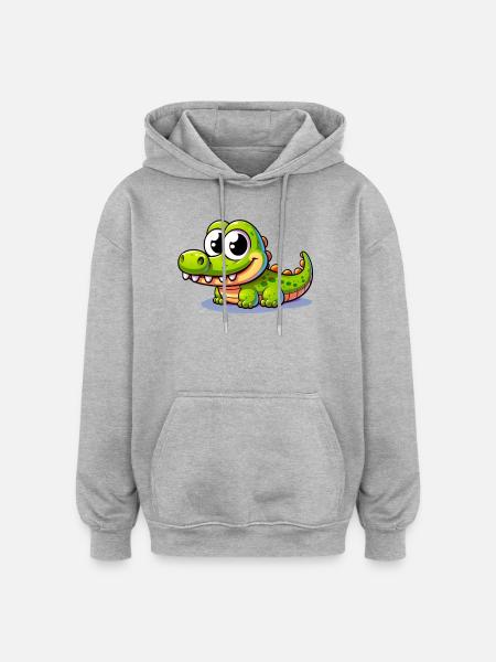 Alligator Crocodile - Oversized Unisex Hoodie - heather grey