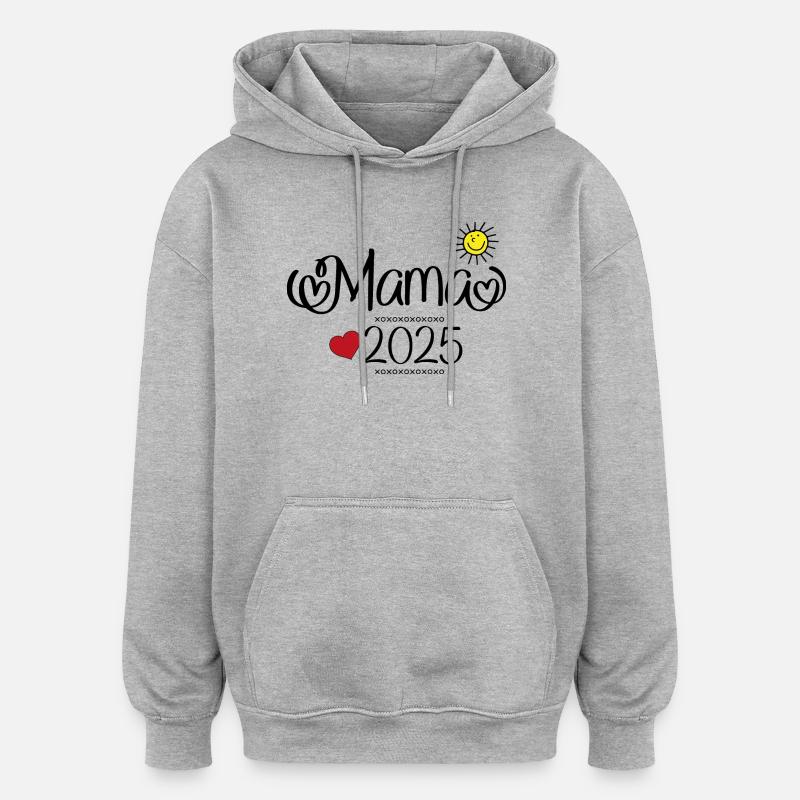 Maman 2025 - Sweat à capuche oversize unisexe - gris chiné