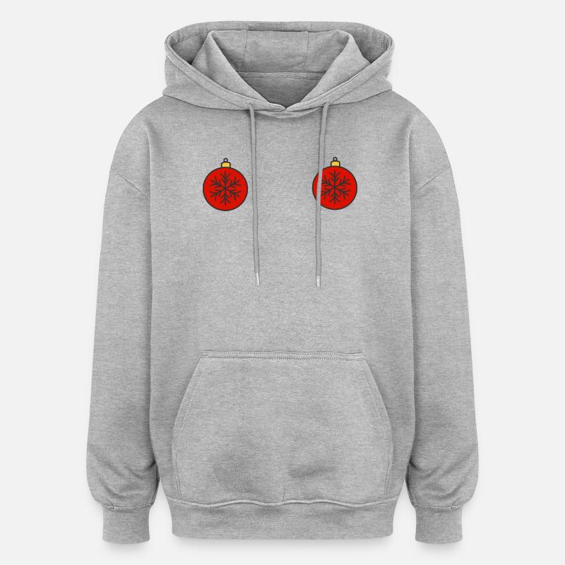 Boules de Noël - Sweat à capuche oversize unisexe - gris chiné