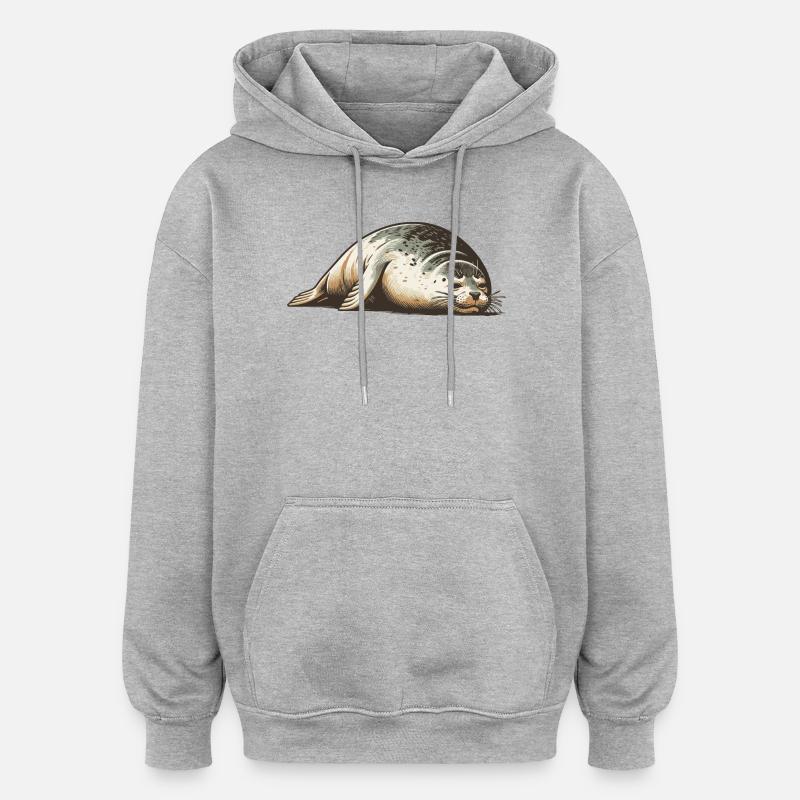 Robbe - Oversized Unisex Hoodie - Grau meliert