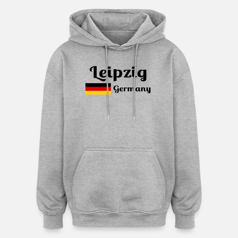Leipzig, Allemagne- Imprimés élégants - Sweat à capuche oversize unisexe - gris chiné
