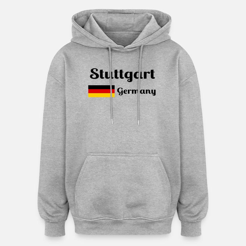 Stuttgart Allemagne - Imprimés élégants - Sweat à capuche oversize unisexe - gris chiné