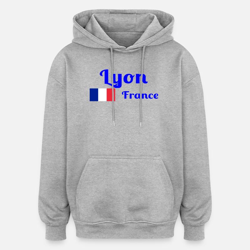 Lyon Frankreich - Stilvolle Drucke - Oversized Unisex Hoodie - Grau meliert