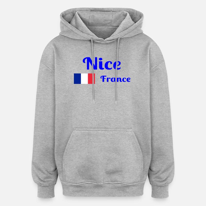 Nice France- Imprimés élégants - Sweat à capuche oversize unisexe - gris chiné