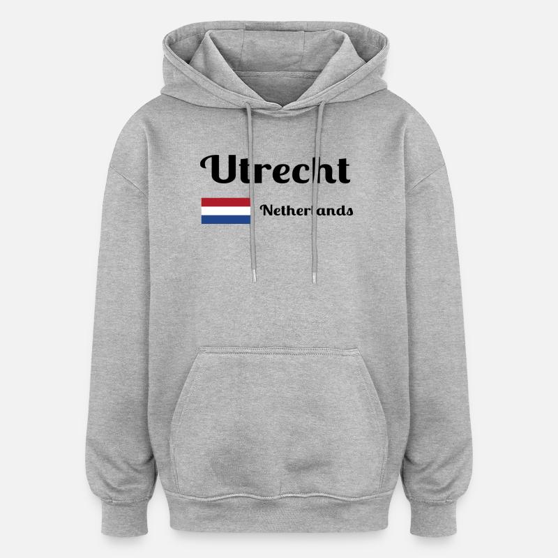 Utrecht, Pays-Bas - Imprimés élégants - Sweat à capuche oversize unisexe - gris chiné