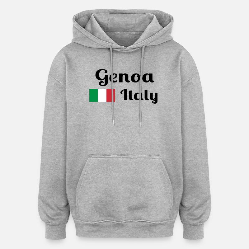 Gênes Italia - Imprimés élégants - Sweat à capuche oversize unisexe - gris chiné