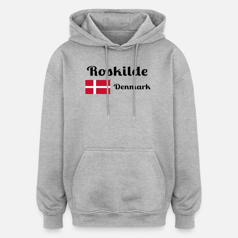 Roskilde Danemark - Imprimés élégants - Sweat à capuche oversize unisexe - gris chiné