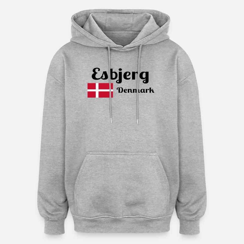 Esbjerg, Danemark - Imprimés élégants - Sweat à capuche oversize unisexe - gris chiné