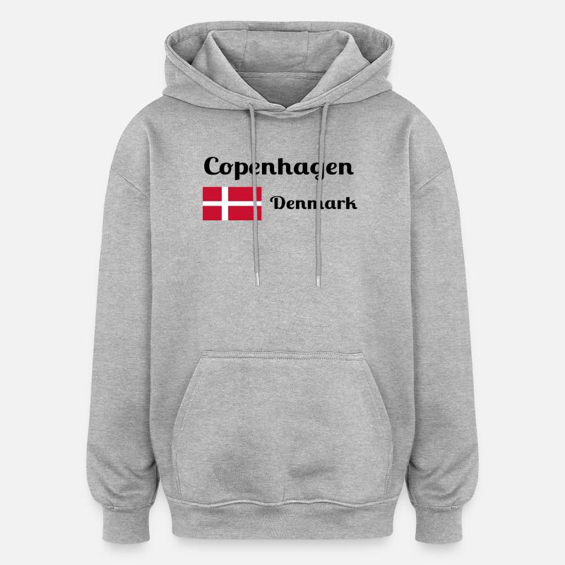 Copenhague, Danemark - Imprimés élégants - Sweat à capuche oversize unisexe - gris chiné