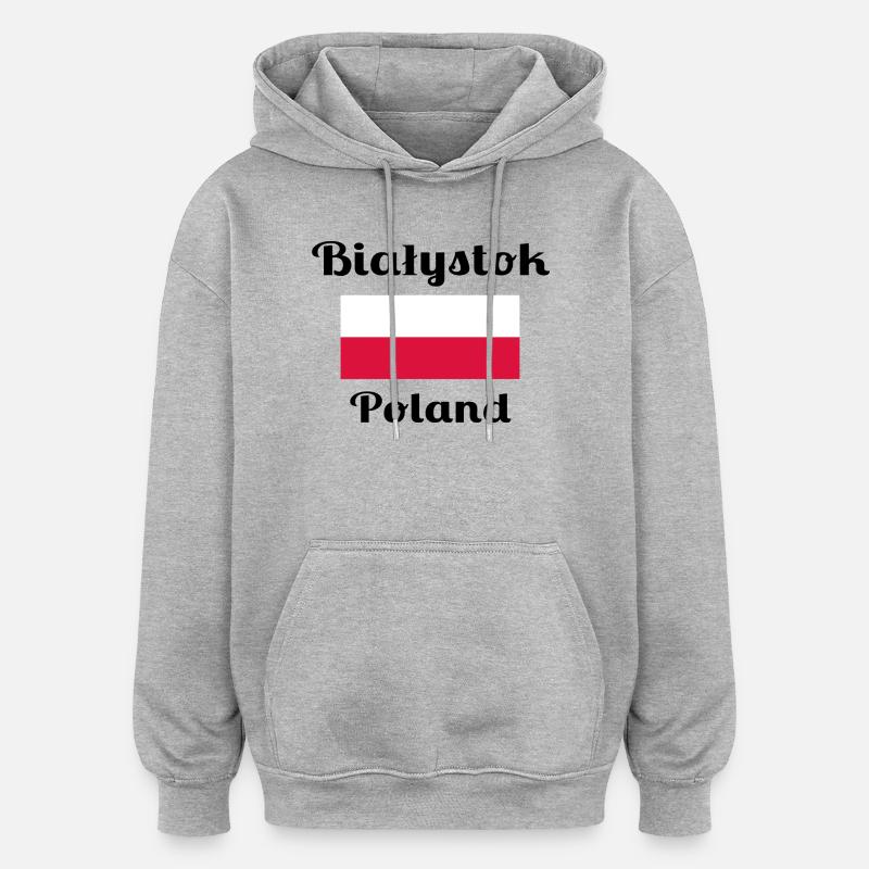 Białystok, Pologne - Imprimés élégants - Sweat à capuche oversize unisexe - gris chiné