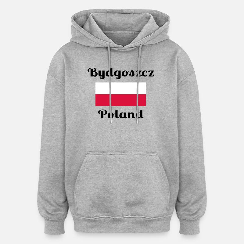 Bydgoszcz Pologne - Imprimés élégants - Sweat à capuche oversize unisexe - gris chiné