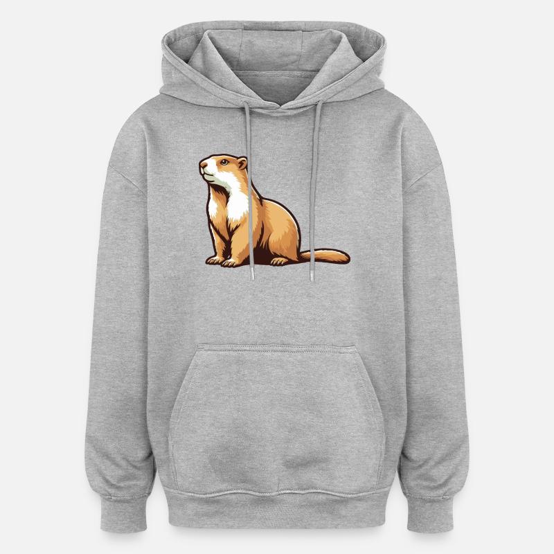 Marmotte - Sweat à capuche oversize unisexe - gris chiné