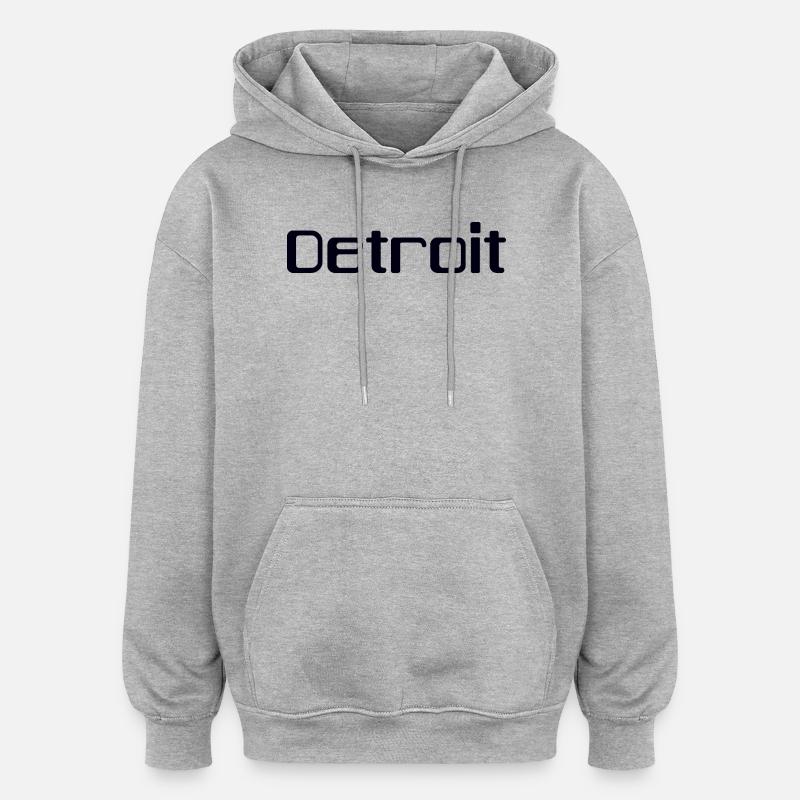 DETROIT - Sweat à capuche oversize unisexe - gris chiné