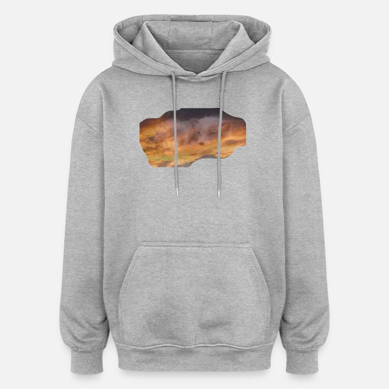 träumender Polarfuchs - Oversized Unisex Hoodie - Grau meliert
