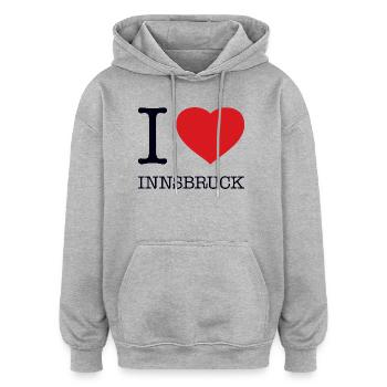 I LOVE INNSBRUCK - Oversized Unisex Hoodie - Grau meliert - Vorne - Noah (186cm)