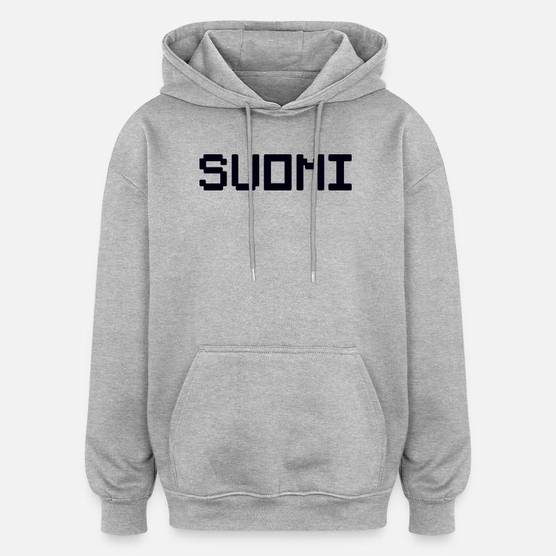 SUOMI Finlande - Sweat à capuche oversize unisexe - gris chiné