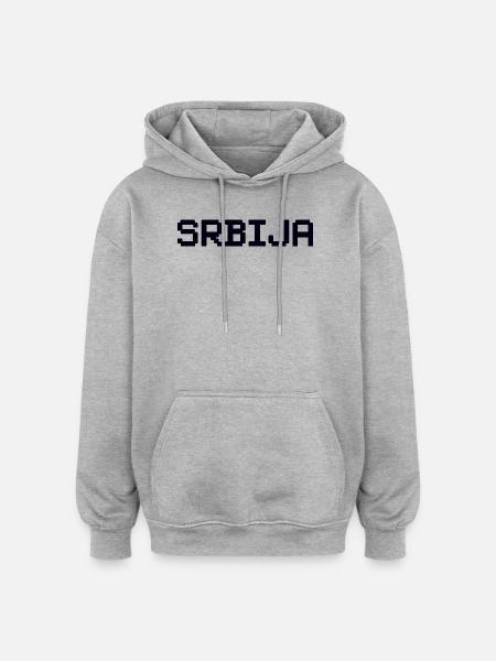 SRBIJA Serbie - Sweat à capuche oversize unisexe - gris chiné