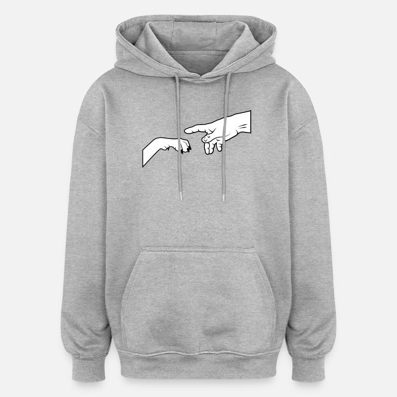 Patte de chien - Give Paw - Sweat à capuche oversize unisexe - gris chiné