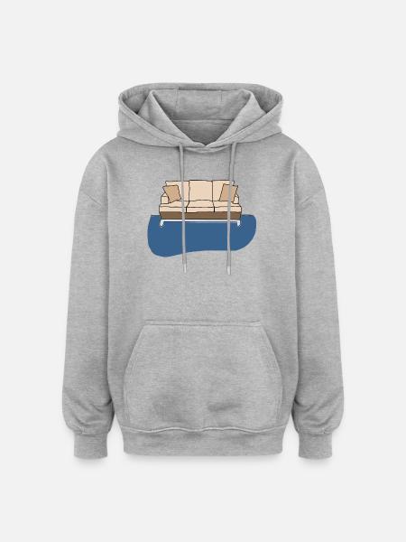 Sofa, bunte Grafik - Oversized Unisex Hoodie - Grau meliert