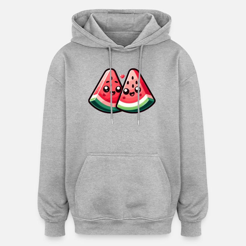 Design melon sucré - Sweat à capuche oversize unisexe - gris chiné