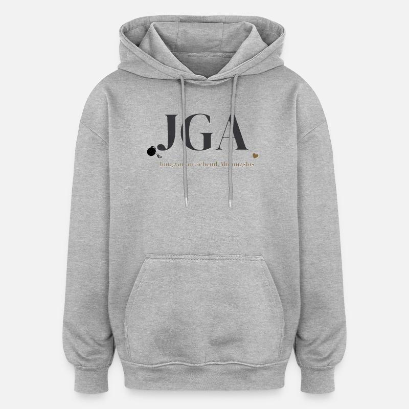Junggesellenabschied Herzdesign - Oversized Unisex Hoodie - Grau meliert