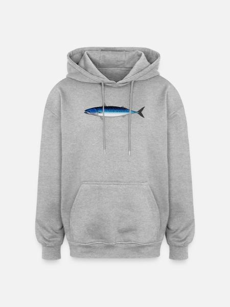 Naturlig makrel til lystfiskere i Skandinavien, Norge - Oversize unisex hoodie - grå meleret