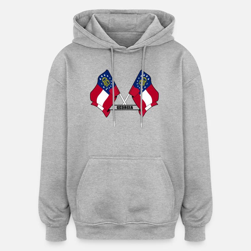 Two flags text GEORGIA - Oversized Unisex Hoodie - heather grey
