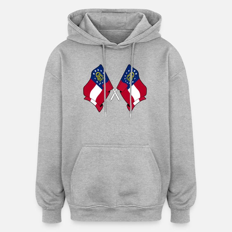 Deux drapeaux traversaient la Géorgie - Sweat à capuche oversize unisexe - gris chiné