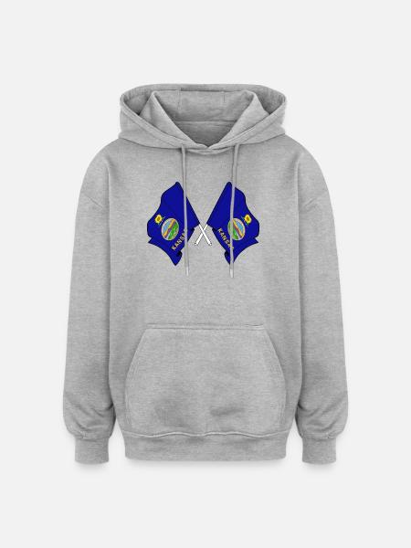 Two flags crossed Kansas - Oversized Unisex Hoodie - heather grey