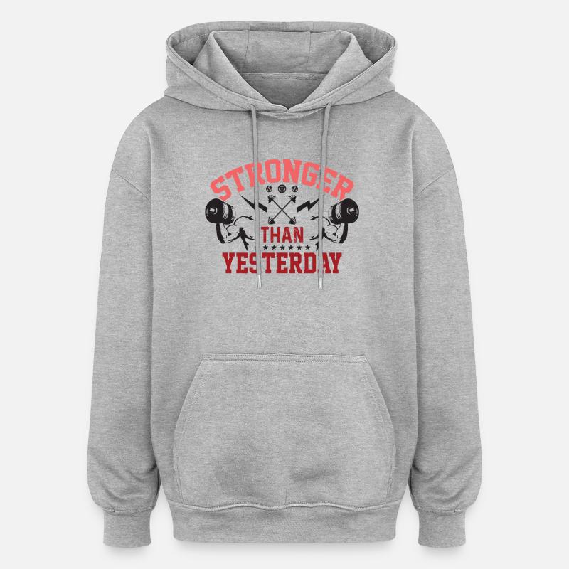Stärker als gestern - Oversized Unisex Hoodie - Grau meliert