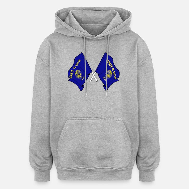 Two flags crossed Oregon - Oversized Unisex Hoodie - heather grey