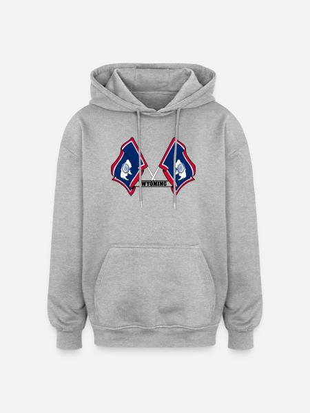 Two flags text WYOMING - Oversized Unisex Hoodie - heather grey