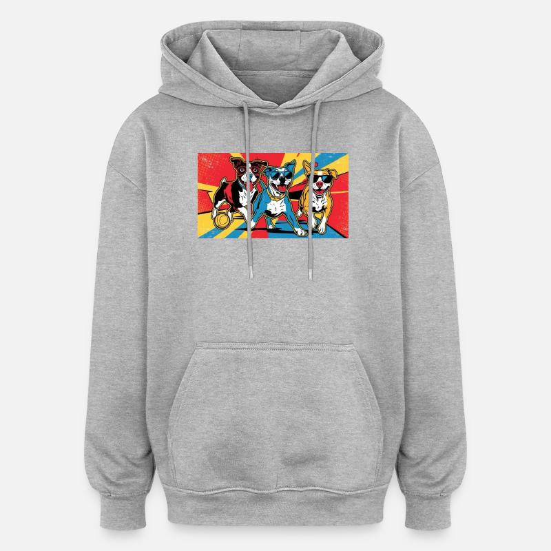 Drôles de chiens « Playtime » - Sweat à capuche oversize unisexe - gris chiné