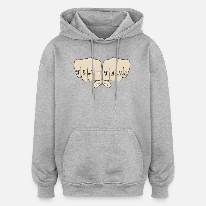 Knucle Cool Tea Time - Sweat à capuche oversize unisexe - gris chiné