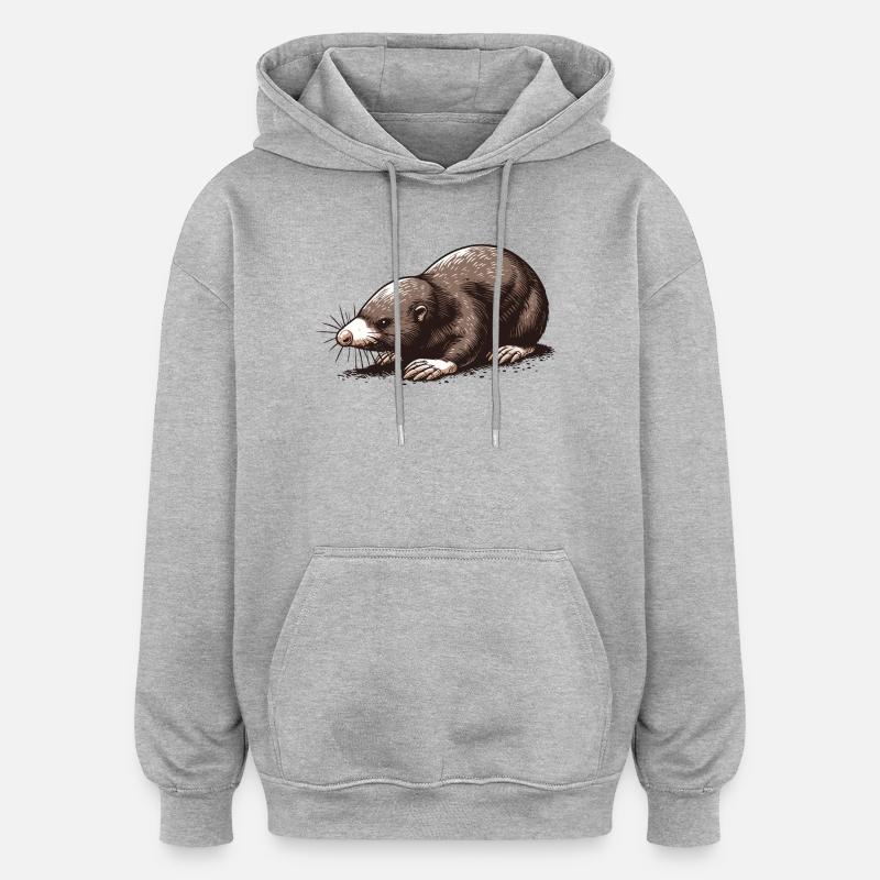 Taupe - Sweat à capuche oversize unisexe - gris chiné