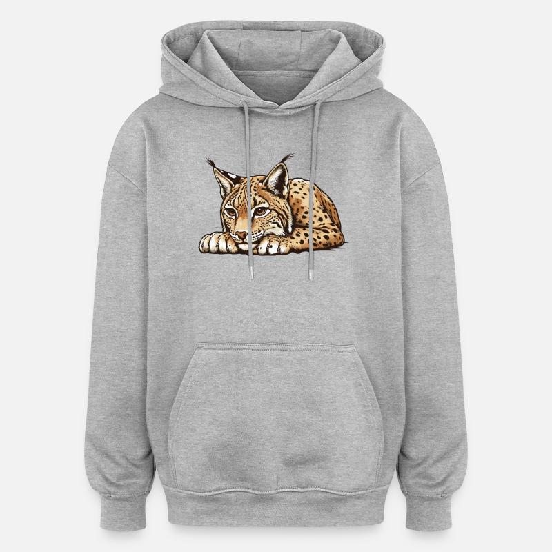 Lynx - Sweat à capuche oversize unisexe - gris chiné