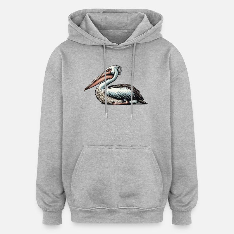 Pélican - Sweat à capuche oversize unisexe - gris chiné