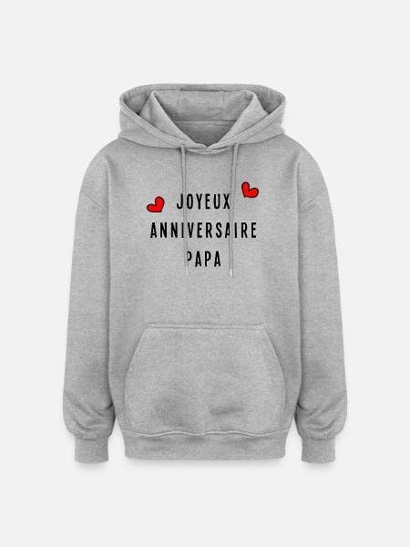 JOYEUX ANNIVERSAIRE. HAPPY BIRTHDAY - Sweat à capuche oversize unisexe - gris chiné