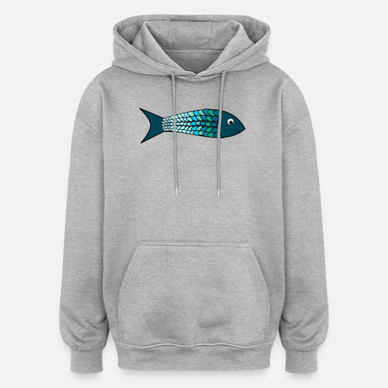 PÂQUES.POISSON. POISSON D'AVRIL. VACANCES. ETE - Sweat à capuche oversize unisexe - gris chiné