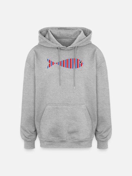 FISK. APRILSnarr. FERIE. SOMMER. HUMOR - Oversized unisex-hettegenser - gråmelert