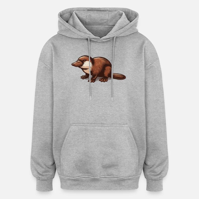 Ornithorynque - Sweat à capuche oversize unisexe - gris chiné