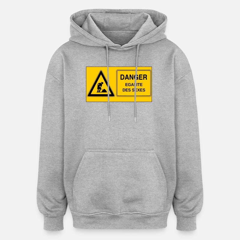Egalité des sexes - Sweat à capuche oversize unisexe - gris chiné