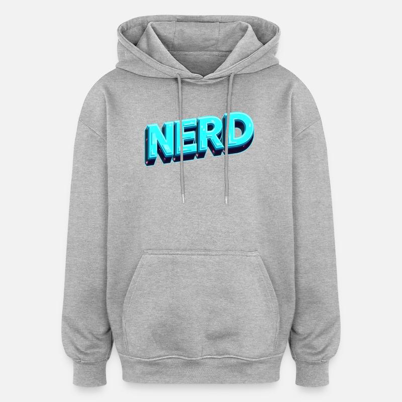 Nerd Neon 3D Retro - Sweat à capuche oversize unisexe - gris chiné