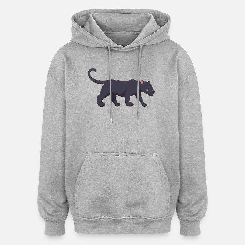 Panthère - Sweat à capuche oversize unisexe - gris chiné